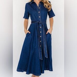 Baltic Born Indigo Button-Down Midi Dress